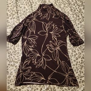 Calvin Klein Dark Purple and Cream Patterned Dress